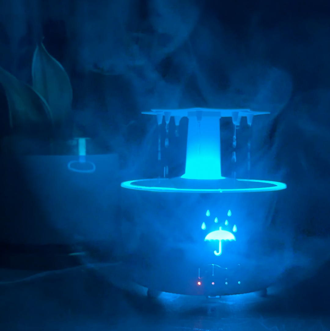 Close-up of MieKit Raindrop Humidifier mist nozzle with ultrasonic vapour

