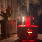 MieKit Raindrop Humidifier diffusing essential oil mist in a cozy bedroom setting
